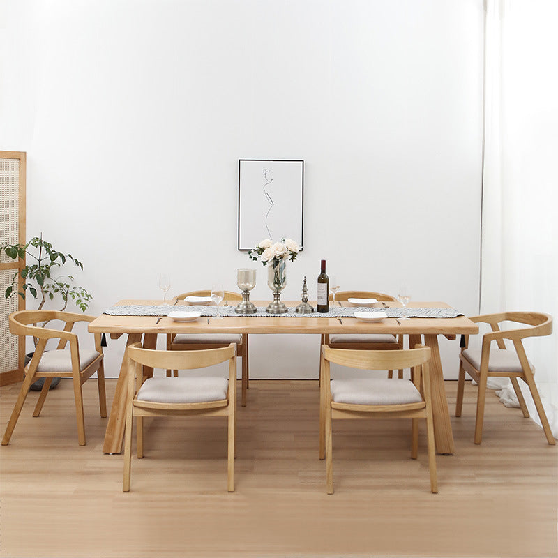 Pine Wood Top Dining Table Modern Dining Table with Double Pedestal Base