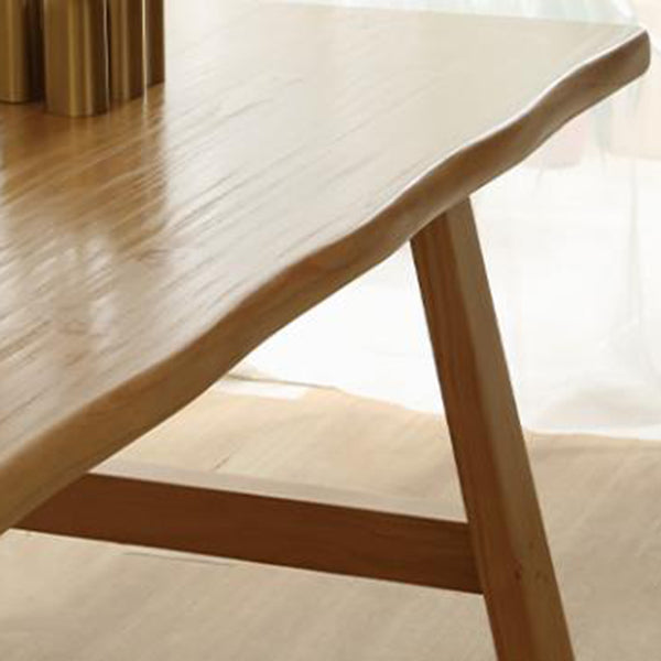 Pine Wood Top Dining Table Modern Dining Table with Double Pedestal Base