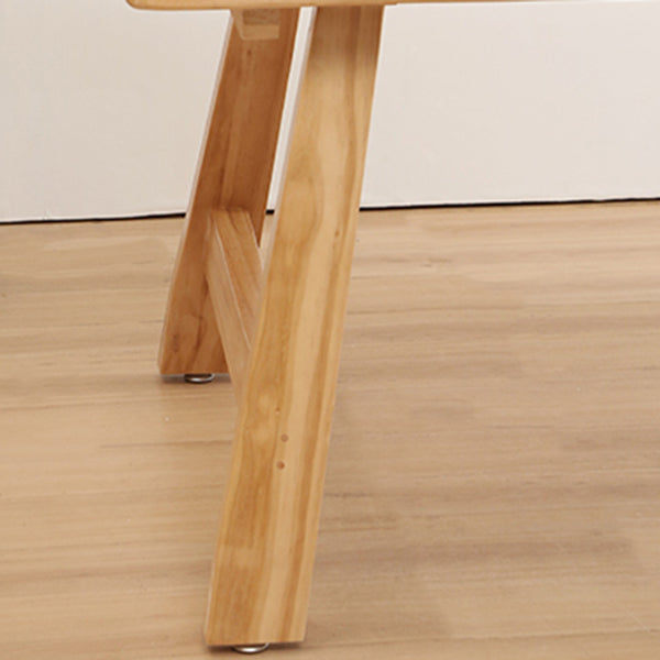 Pine Wood Top Dining Table Modern Dining Table with Double Pedestal Base