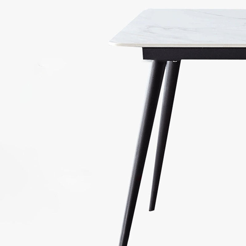 Stone Top Dining Table Traditional Luxury Table with 4 Legs in Black