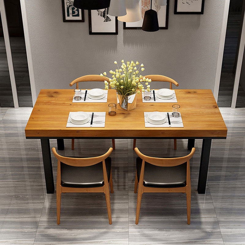 Industrial Rectangle Solid Wood Table Standard Height Dining Table with 4 Legs
