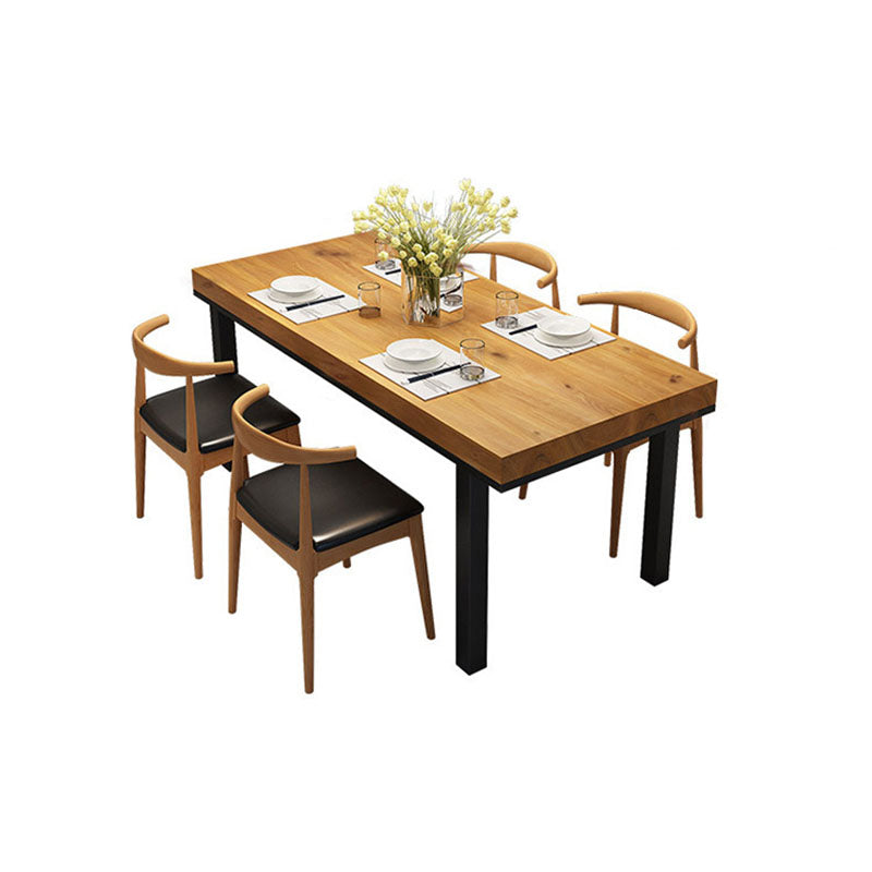 Industrial Rectangle Solid Wood Table Standard Height Dining Table with 4 Legs