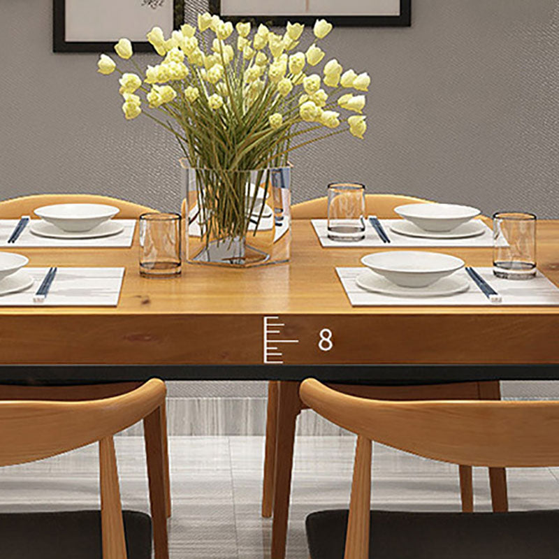 Industrial Rectangle Solid Wood Table Standard Height Dining Table with 4 Legs