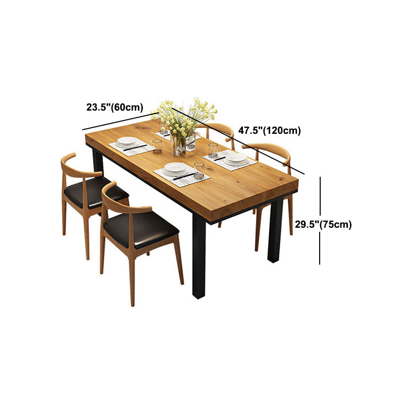 Industrial Rectangle Solid Wood Table Standard Height Dining Table with 4 Legs