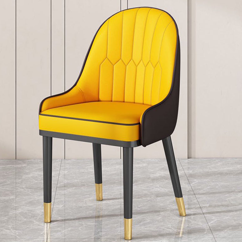 Glam Style Parsons Dining Side Chair Leather Indoor Dining Chair