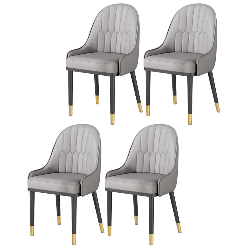 Glam Style Parsons Dining Side Chair Leather Indoor Dining Chair