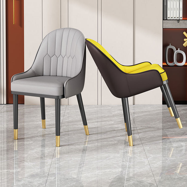 Glam Style Parsons Dining Side Chair Leather Indoor Dining Chair