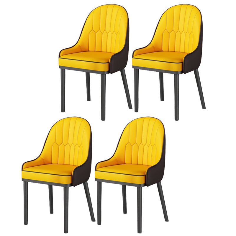 Glam Style Parsons Dining Side Chair Leather Indoor Dining Chair