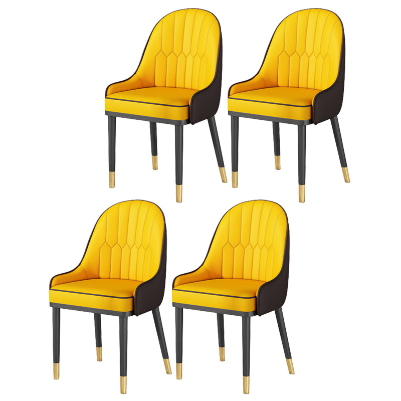 Glam Style Parsons Dining Side Chair Leather Indoor Dining Chair