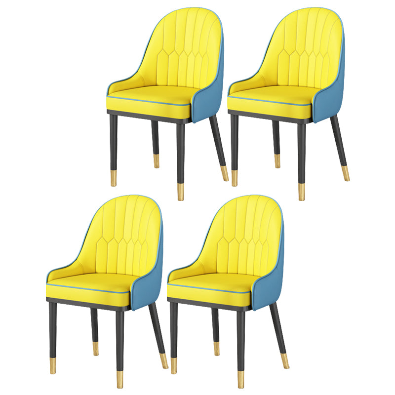 Glam Style Parsons Dining Side Chair Leather Indoor Dining Chair