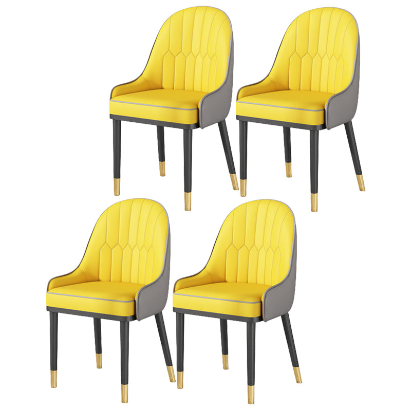 Glam Style Parsons Dining Side Chair Leather Indoor Dining Chair
