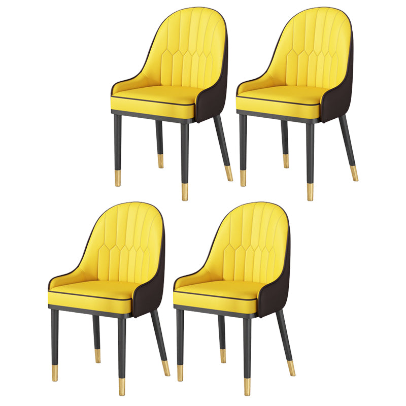 Glam Style Parsons Dining Side Chair Leather Indoor Dining Chair