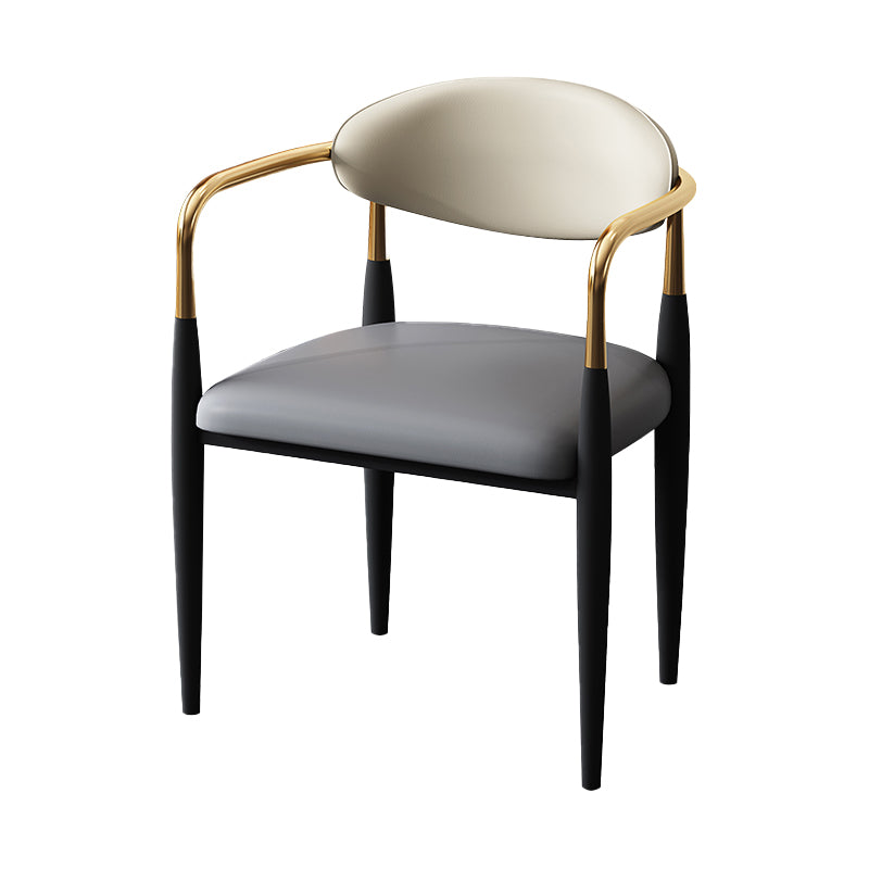 Modern Style Dining Chair Faux Leather Open Back Arm Chair for Home