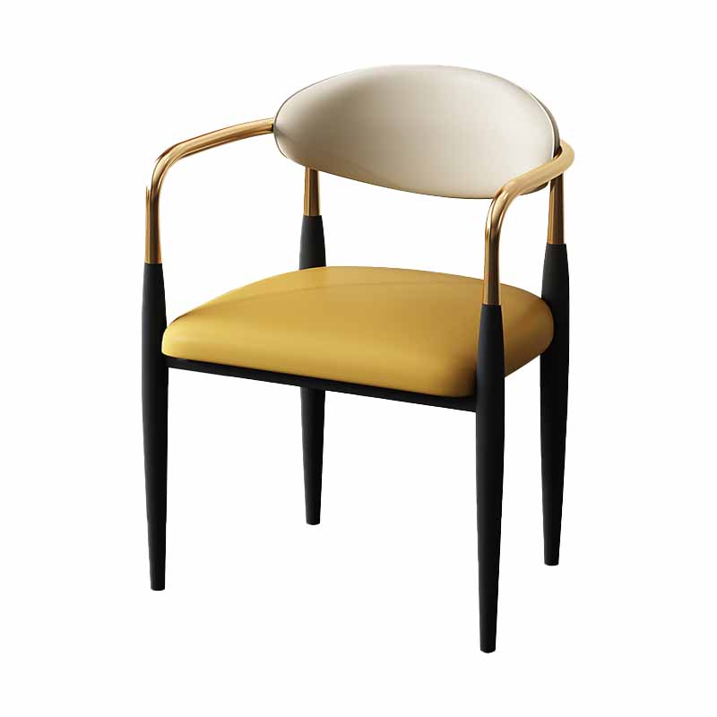 Modern Style Dining Chair Faux Leather Open Back Arm Chair for Home