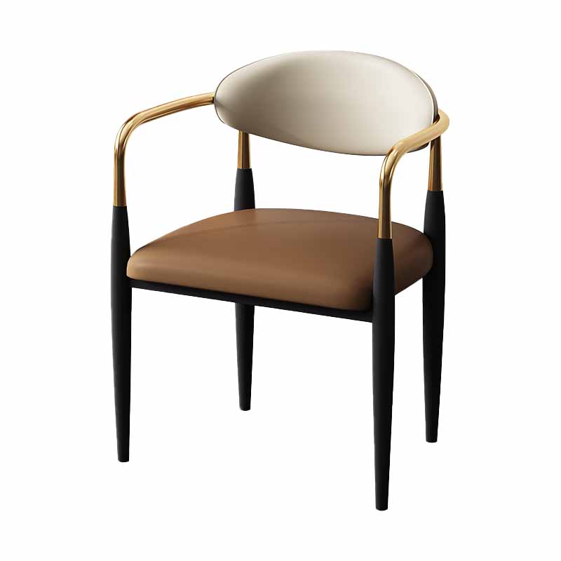 Modern Style Dining Chair Faux Leather Open Back Arm Chair for Home
