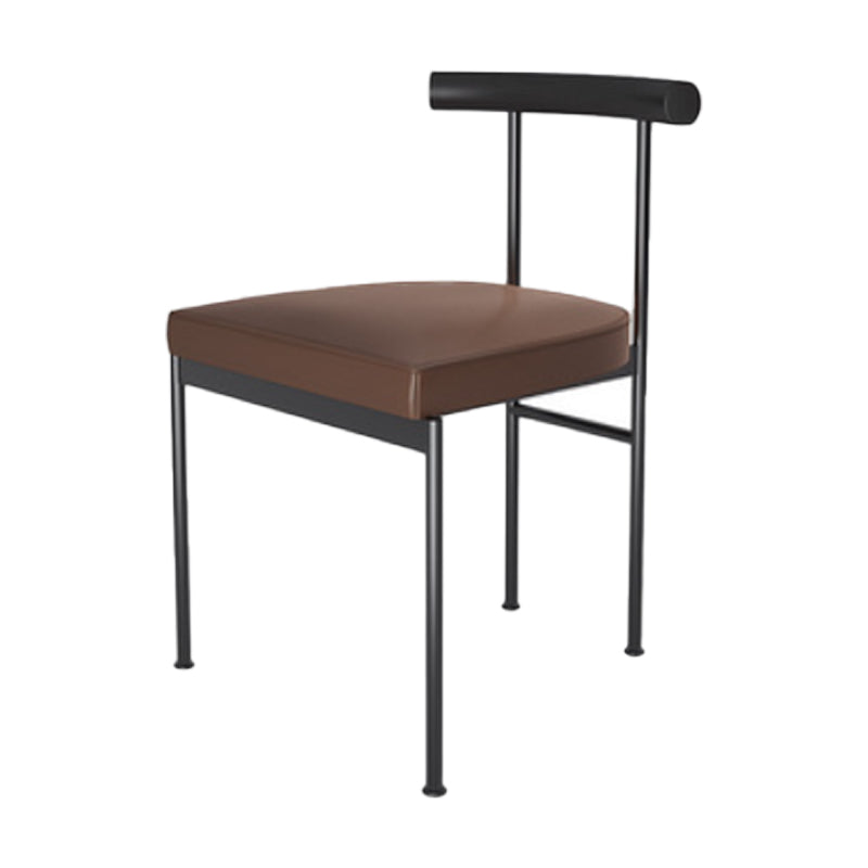 Glam Style Faux Leather Dining Chair Open Back Dining Side Chair for Home