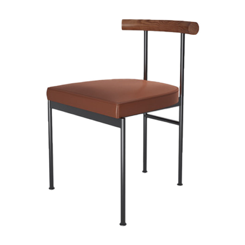 Glam Style Faux Leather Dining Chair Open Back Dining Side Chair for Home