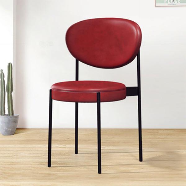 PU Leather Side Chair Modern Style Open Back Dining Side Chair for Indoor