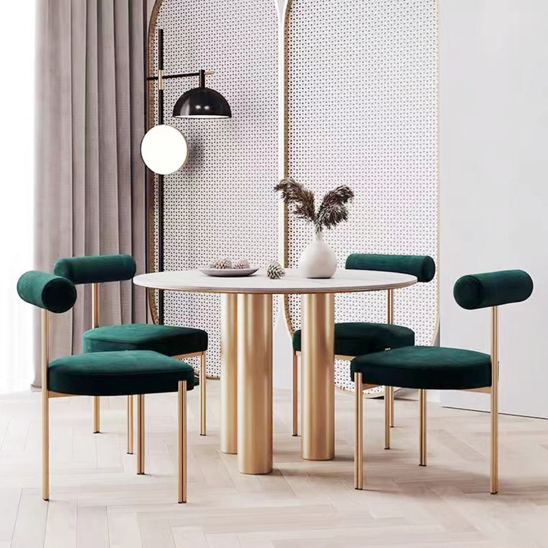 Glam Style Upholstered Dining Chair Open Back Dining Side Chair for Indoor