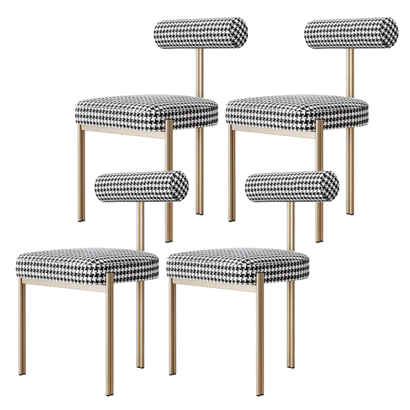 Glam Style Upholstered Dining Chair Open Back Dining Side Chair for Indoor