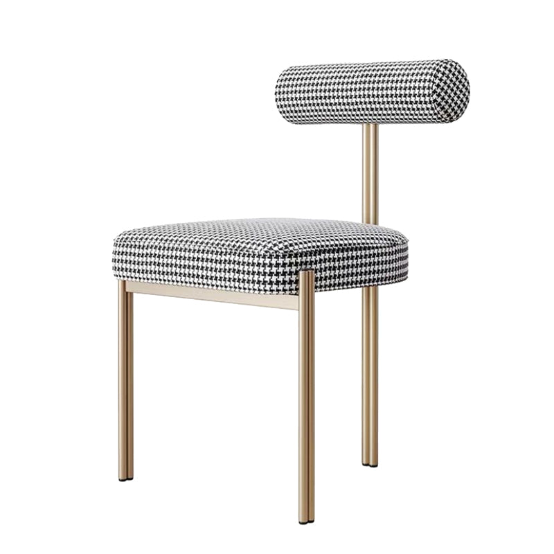 Glam Style Upholstered Dining Chair Open Back Dining Side Chair for Indoor