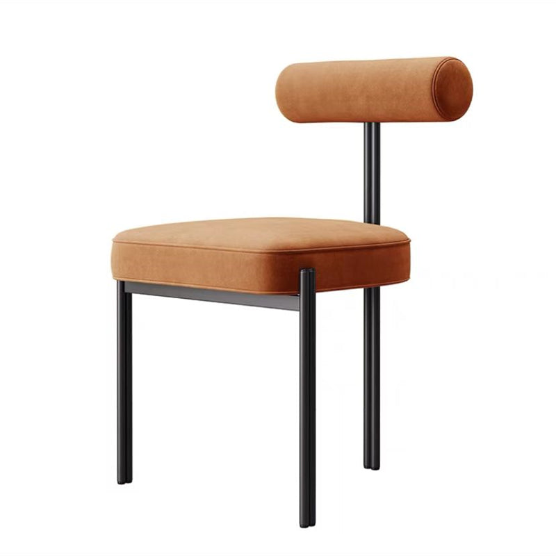Glam Style Upholstered Dining Chair Open Back Dining Side Chair for Indoor