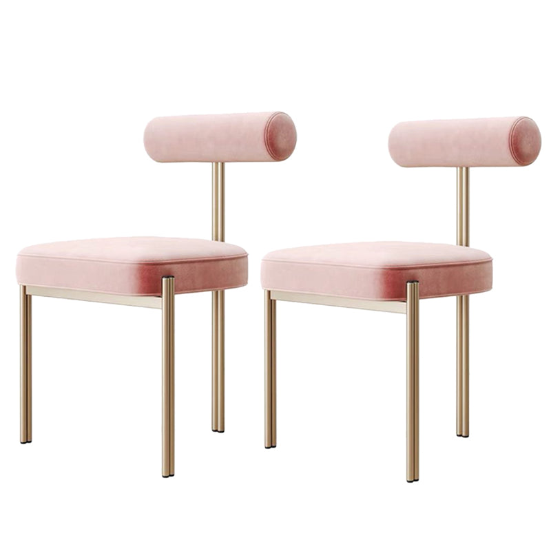 Glam Style Upholstered Dining Chair Open Back Dining Side Chair for Indoor