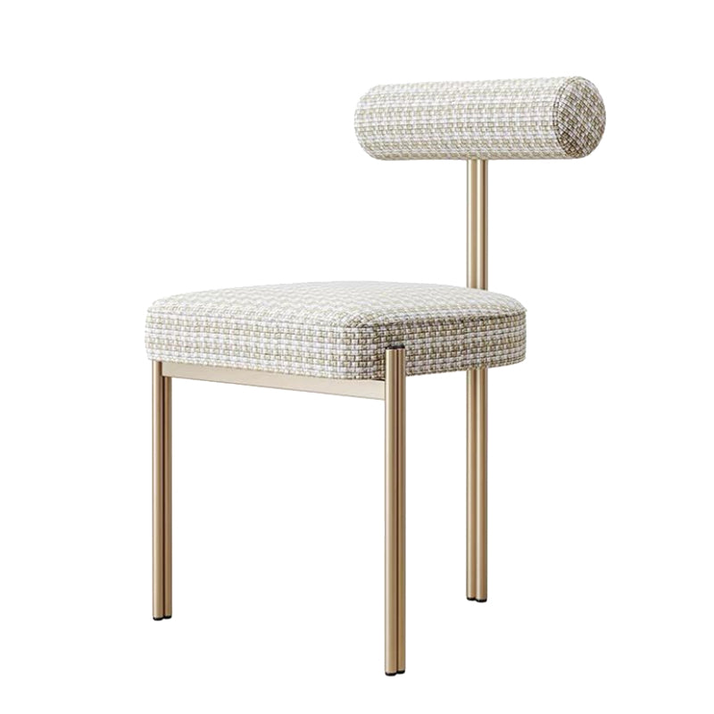 Glam Style Upholstered Dining Chair Open Back Dining Side Chair for Indoor