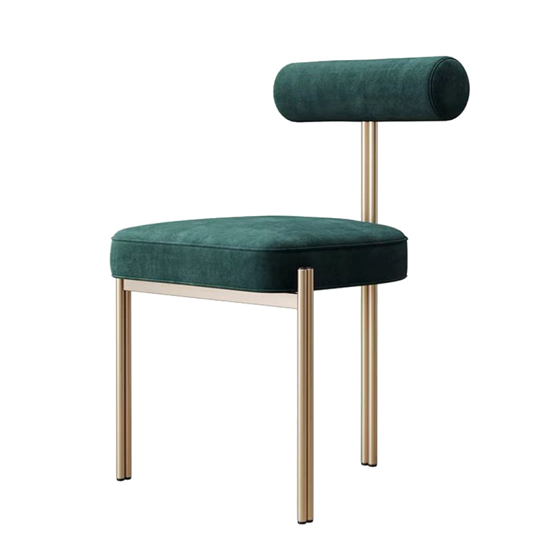 Glam Style Upholstered Dining Chair Open Back Dining Side Chair for Indoor