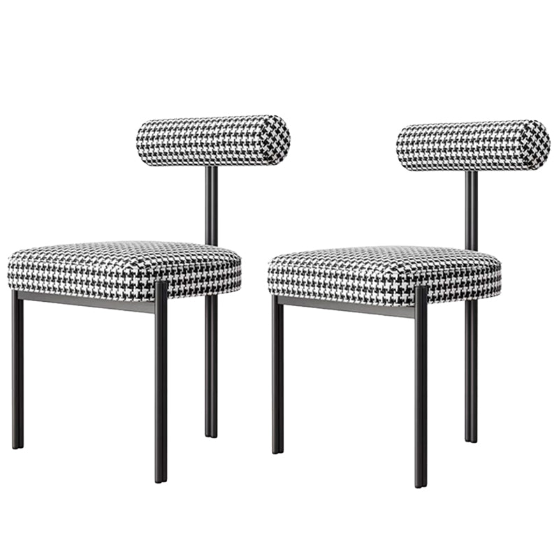 Glam Style Upholstered Dining Chair Open Back Dining Side Chair for Indoor