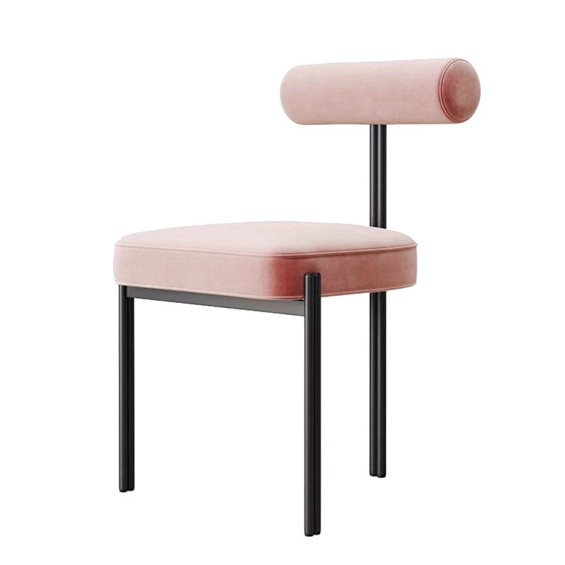 Glam Style Upholstered Dining Chair Open Back Dining Side Chair for Indoor