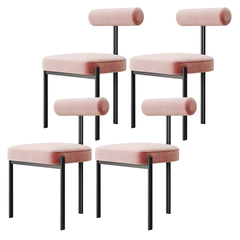 Glam Style Upholstered Dining Chair Open Back Dining Side Chair for Indoor