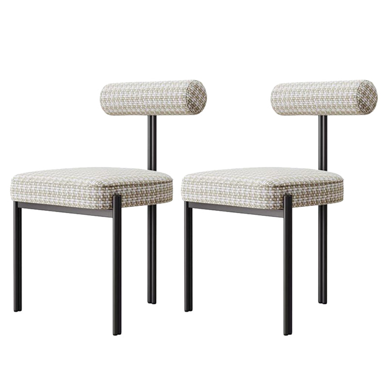 Glam Style Upholstered Dining Chair Open Back Dining Side Chair for Indoor