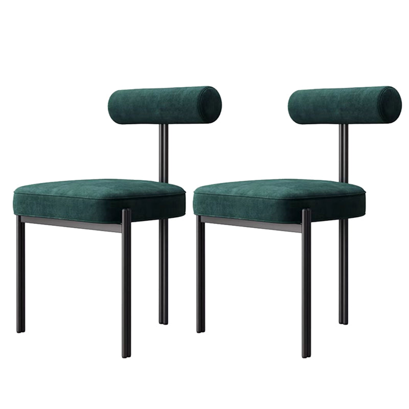 Glam Style Upholstered Dining Chair Open Back Dining Side Chair for Indoor
