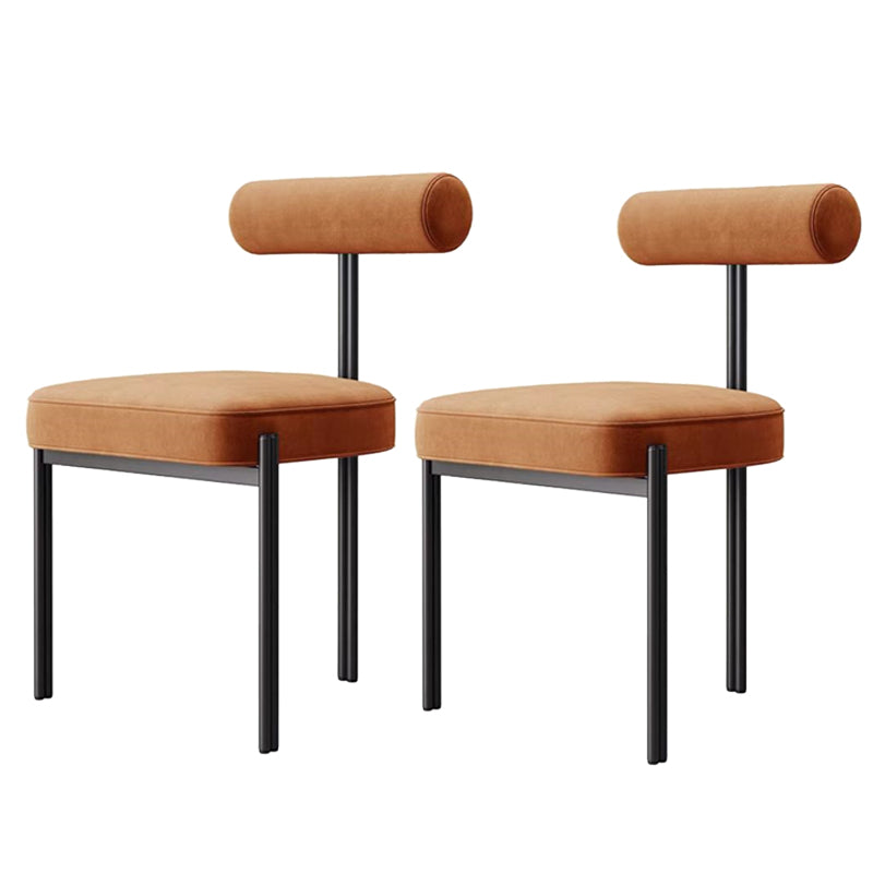 Glam Style Upholstered Dining Chair Open Back Dining Side Chair for Indoor