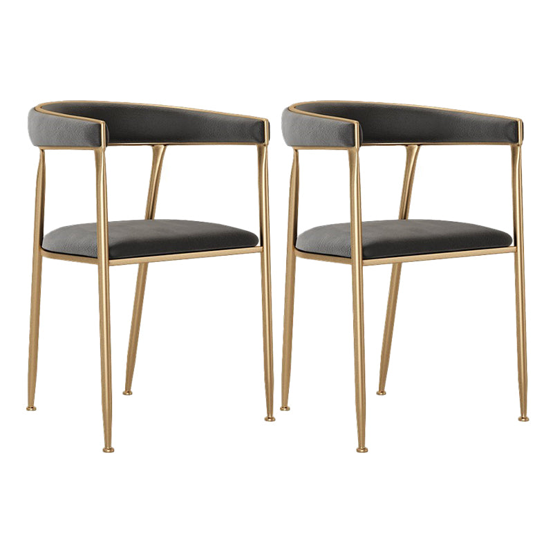 Glam Style Upholstered Dining Chair Open Back Dining Arm Chair