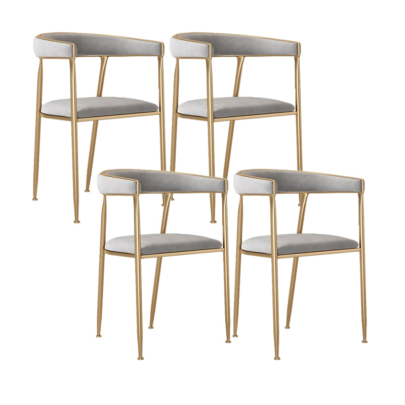 Glam Style Upholstered Dining Chair Open Back Dining Arm Chair