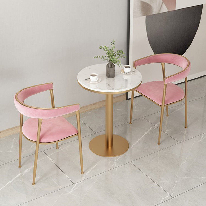 Glam Style Upholstered Dining Chair Open Back Dining Arm Chair