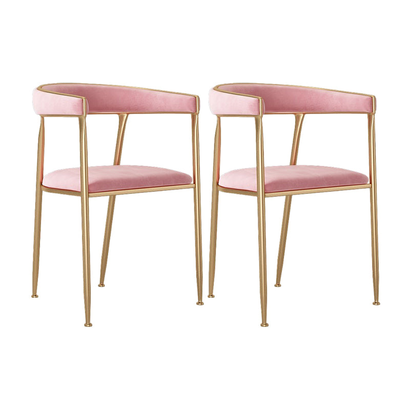 Glam Style Upholstered Dining Chair Open Back Dining Arm Chair