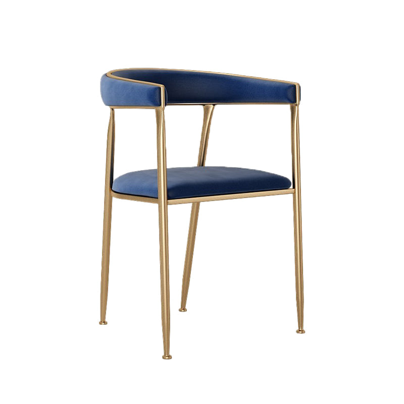 Glam Style Upholstered Dining Chair Open Back Dining Arm Chair