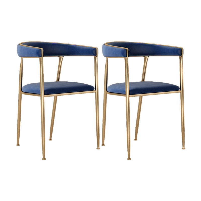 Glam Style Upholstered Dining Chair Open Back Dining Arm Chair