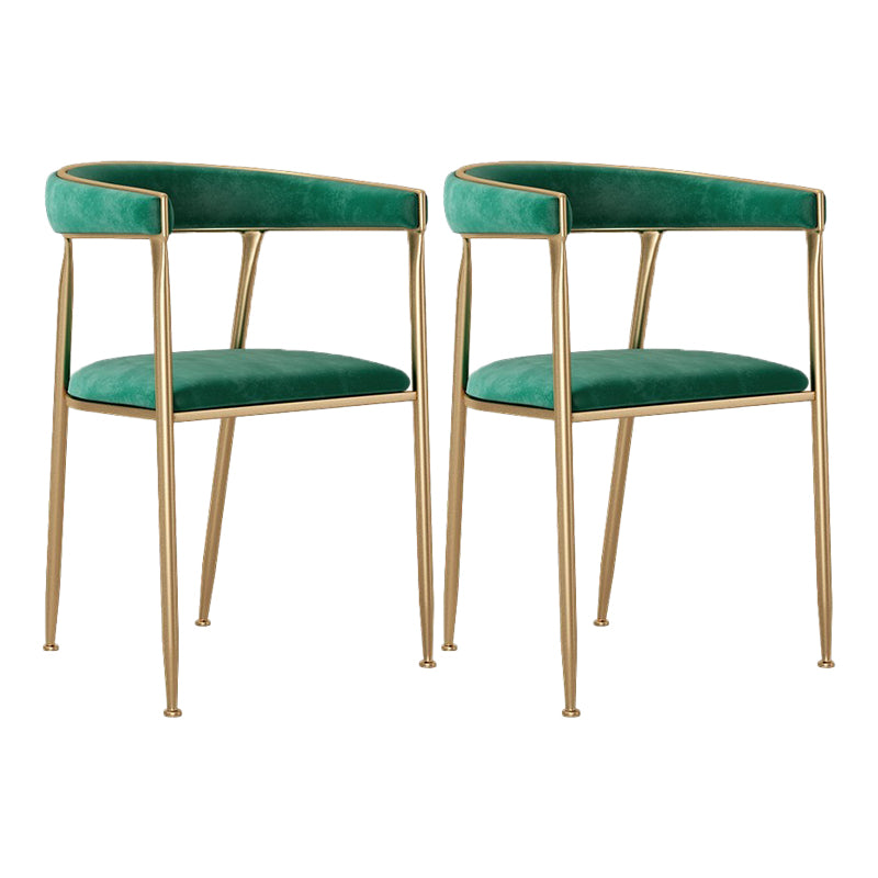 Glam Style Upholstered Dining Chair Open Back Dining Arm Chair