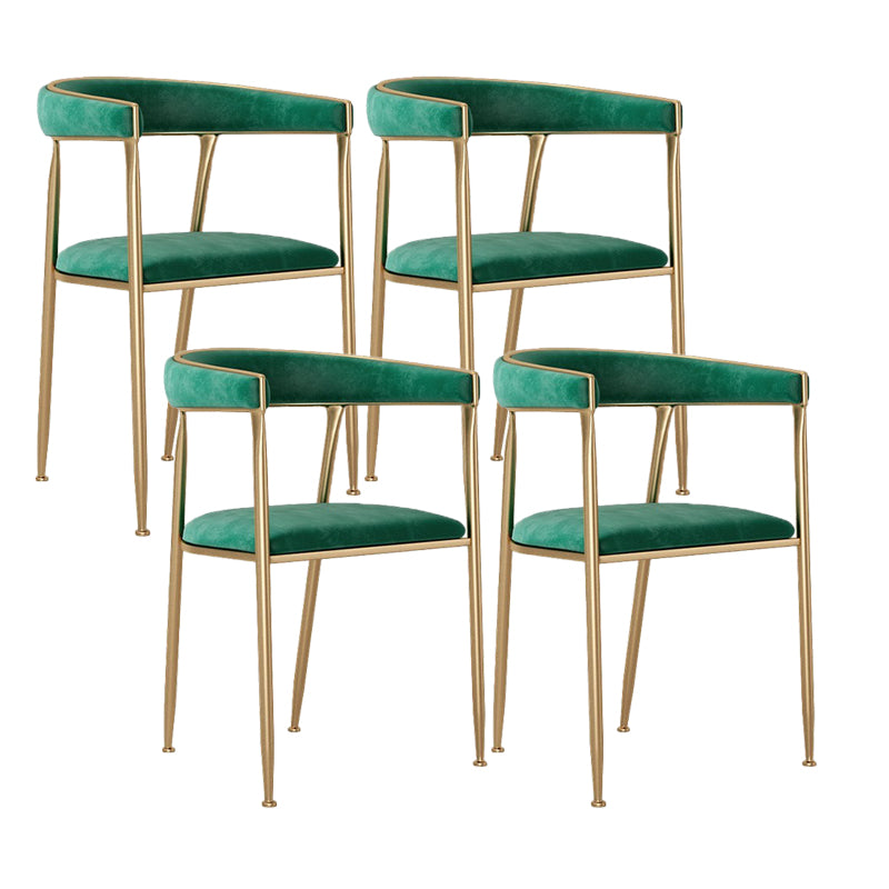 Glam Style Upholstered Dining Chair Open Back Dining Arm Chair