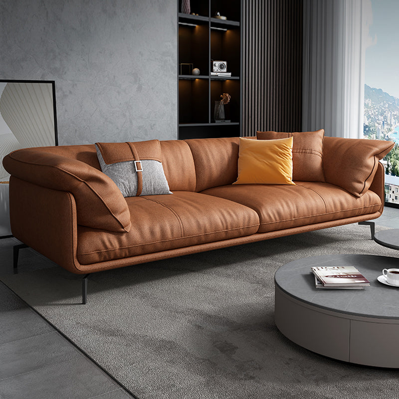 32" High Modern Faux Leather Tuxedo Arm Standard Sofa with Cushions for Apartment