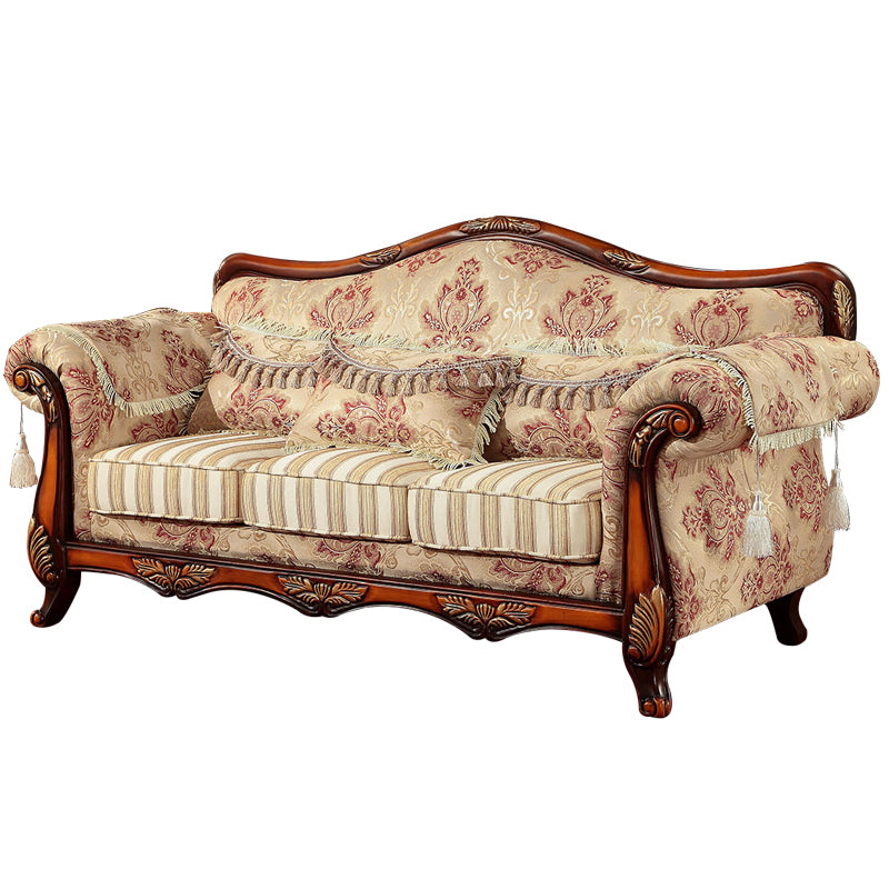 Modern Cotton Blend Rolled Arm Curved Sofa with Camel Back for Apartment