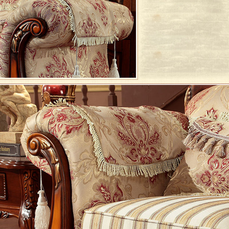 Modern Cotton Blend Rolled Arm Curved Sofa with Camel Back for Apartment