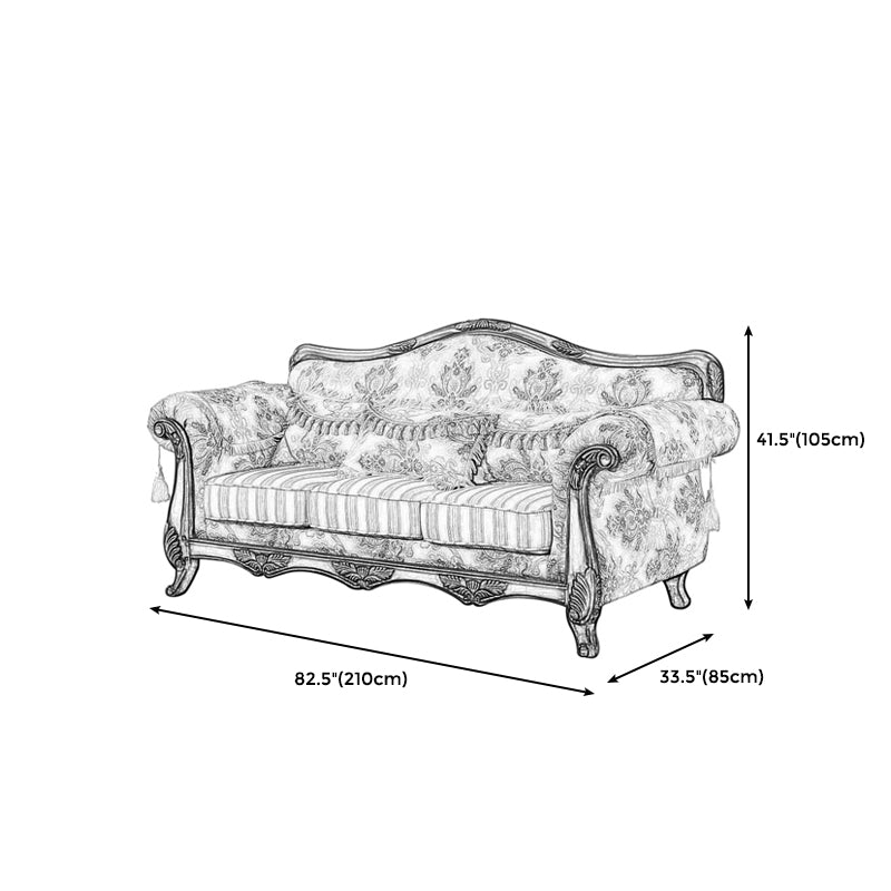 Modern Cotton Blend Rolled Arm Curved Sofa with Camel Back for Apartment