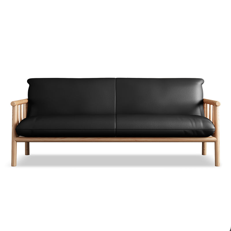 Faux Leather Modern Sofa Round Arm 28.7 "W Sofa with Bolster Pillows