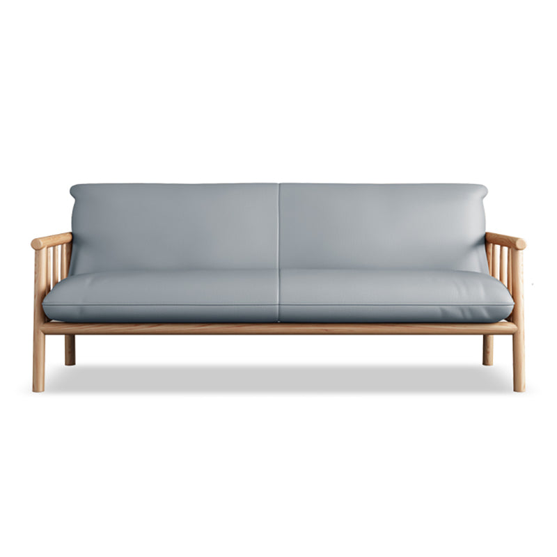 Faux Leather Modern Sofa Round Arm 28.7 "W Sofa with Bolster Pillows