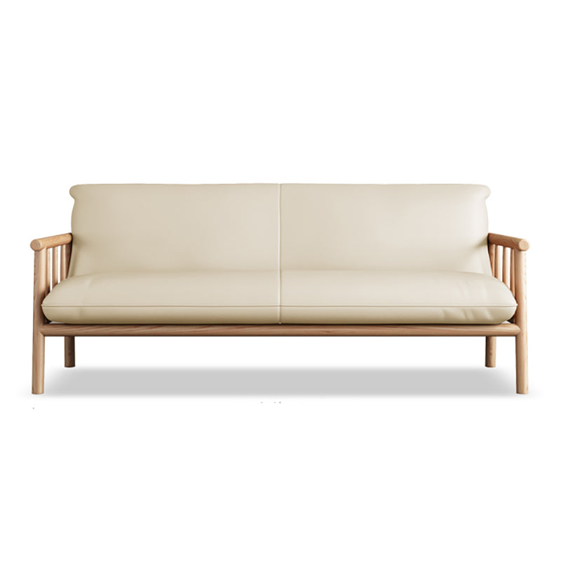 Faux Leather Modern Sofa Round Arm 28.7 "W Sofa with Bolster Pillows